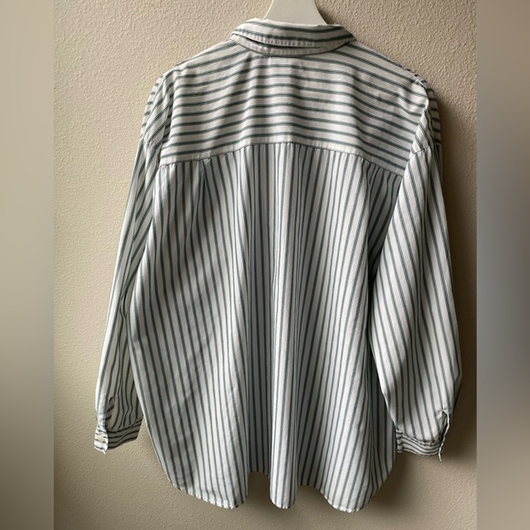 VTG Jantzen Women Green/White Striped Button Up (Size: XXL) - Picture 7 of 13